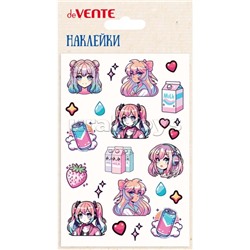 Наклейки мягкие "Anime girl" размер карточки 10x15 см, puff, объемные, многоразовые