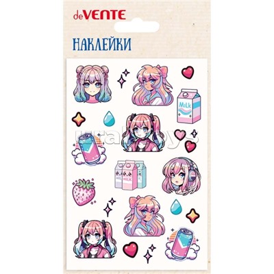 Наклейки мягкие "Anime girl" размер карточки 10x15 см, puff, объемные, многоразовые