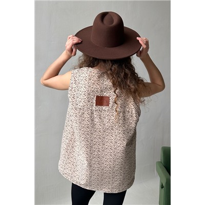 Жилет стеганый  HOME109/02/Бежевый, коричневый