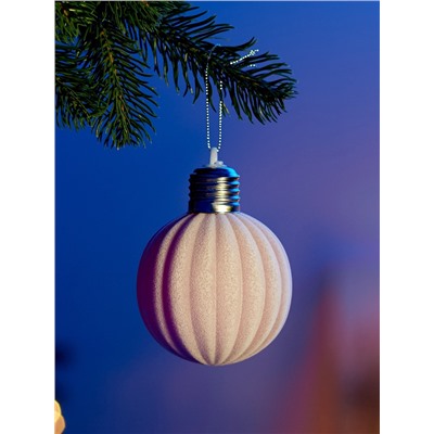 Елочный шар «Малиновый бархат» 8 см, 1 LED, от батареек LR44×3, свечение тёплое белое