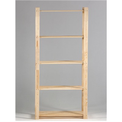 Стеллаж деревянный, 5 полок, 170×74×37.5 см, хвоя, усиленный, напольный, «Добропаровъ»