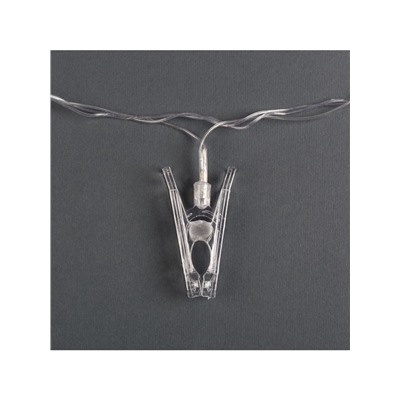 Гирлянда-нить, 4.5 м с насадками «Прищепки», IP20, прозрачная нить, 20 LED, свечение синее, 220 В