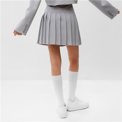 Юбка мини в складку женская MIST Base, размер 46, серая