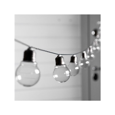 Гирлянда «Нить», 2.7 м, с насадками «Лампы», уличная, IP44, 10 LED, 8 режимов, солнечная батарея, тёмная нить, свечение тёплое белое
