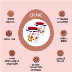 30322-Н2 Набор банок для сыпучих 2шт 700мл Земляника дол/металл LR (х18)