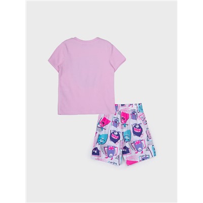 Комплект трикотажный для девочек: фуфайка (футболка), шорты