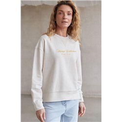 Свободный свитшот с принтом и разрезами из эластичного футера двухнитки без начеса VILATTE, 1228148
