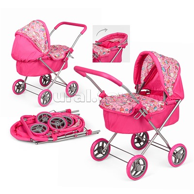 Коляска-люлька для кукол, металлическая, цвет Единороги