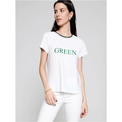 Футболки CONTE LD 1108 Белая футболка с сияющей вышивкой &quot;Green&quot;