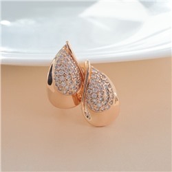 Серьги ювелирная бижутерия коллекция "Дубай" в форме капли покрытие позолота вставка: фианиты, цвет: прозрачный, арт.213.441