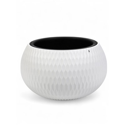 Кашпо для цветов «Жемчужина», 7 л, d=36 см, h=22 см, пластик, со вставкой, белое