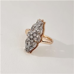 Кольцо 17 р ювелирная бижутерия коллекция "Дубай", покрытие позолота, вставка: фианиты, цвет: прозрачный, арт.314.931-17