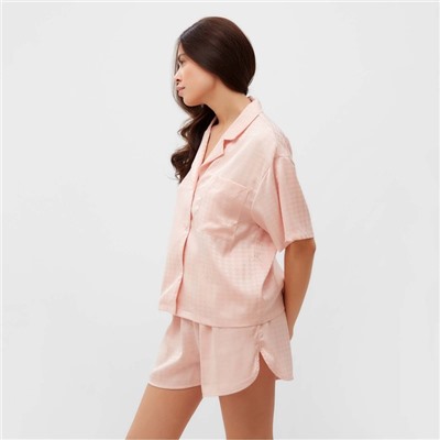 Пижама женская (рубашка, шорты) KAFTAN Silk, размер 40-42, розовая