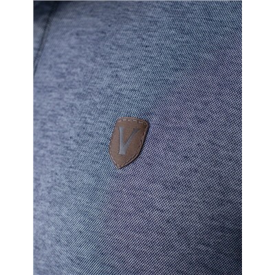 Футболка поло с воротником на пуговтцах из полотна пике с меланжевым плетением с эластаном