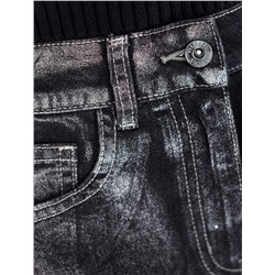 Джинсы трубы из эластичного денима с металлизированным покрытием