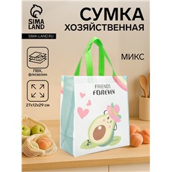 Сумка хозяйственная без застёжки, 27×12×29 см, с принтом, МИКС