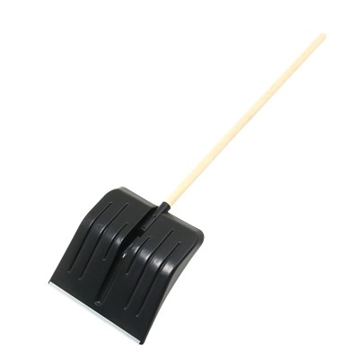 Лопата для уборки снега, пластиковый ковш 410×440 мм, оцинкованная планка, деревянный черенок, «Метель»