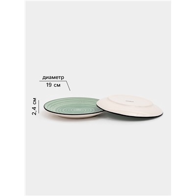 Набор посуды Доляна Nature Тар, 16 предметов: тарелки 8 шт. d=19 см, 27 см, глубокие 4 шт. 830 мл, кружки 4 шт. 400 мл, керамика, зелёный