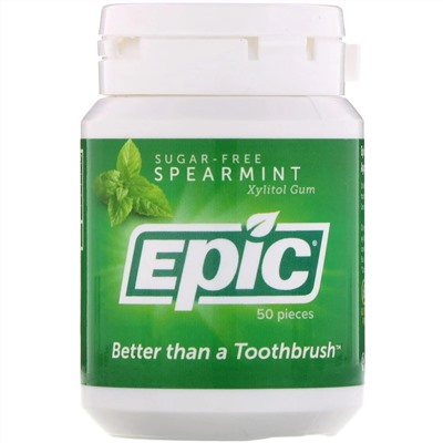 Epic Dental, Жевательная резинка с ксилитом, без сахара, мята, 50 шт.