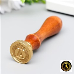Печать для сургуча с деревянной ручкой «Корона с буквой A», 9×2.5×2.5 см