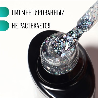Гель лак для ногтей, с блёстками, трехфазный, 8 мл, LED/UV, прозрачный, голографический (03)