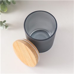 Банка для свечей стекло с крышкой "Чёрная полуматовая" 220 мл 7х7х8,4 см