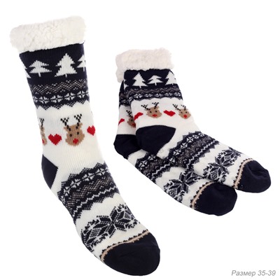 Носки женские р.35-39 Новый год / YMW-9 /уп 1/носки с мехом не скользят