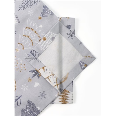 Набор салфеток сервировочных на стол, «Этель» Let it snow, 2 шт., серые, с декоративными кольцами, 40×40 см