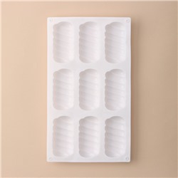 Форма для муссовых десертов и выпечки KONFINETTA «Корде», 30×17.5×2 см, 9 ячеек (9×4.5 см), силикон, белая