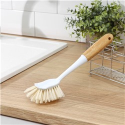 Щётка для посуды Доляна Meli, 8×6.5×29 см, бамбуковая ручка, цвет бежевый