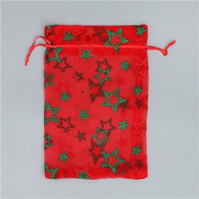 Мешочек подарочный новогодний органза «Звезда», 16×24 см ± 1.5 см