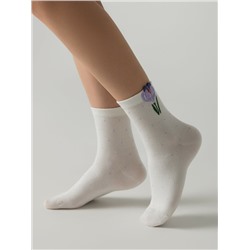 Классические CONTE CLASSIC Удлинённые носки женские из хлопка с пикотом «Крокус»