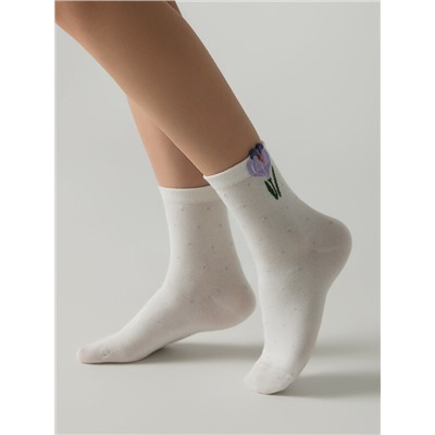 Классические CONTE CLASSIC Удлинённые носки женские из хлопка с пикотом «Крокус»