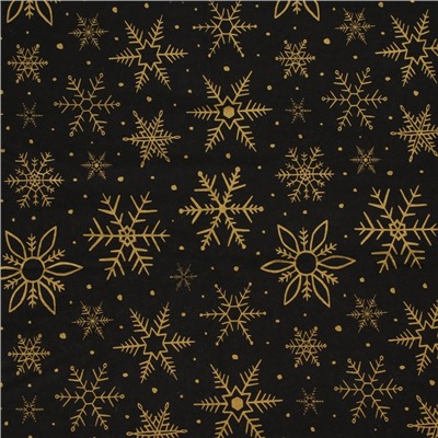 Бумага упаковочная тишью, новогодняя упаковка «Золотые снежинки», 50×66 см