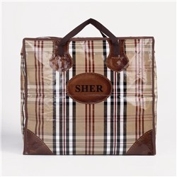 Сумка хозяйственная SHER на молнии, 73 л, 53×29×48 см, бежевая/коричневая