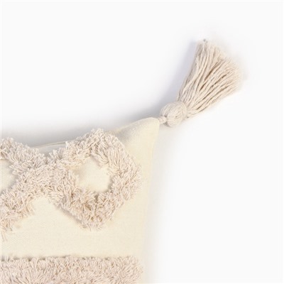 Наволочка декоративная «Этель» Бохо, 45×45 см, цвет молочный, 100% хлопок