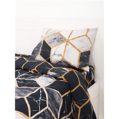 Постельное бельё 1.5-спальное «Экономь и Я», микрофибра 60 г/м², чёрное, белое