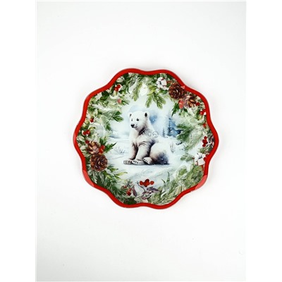 Тарелка новогодняя плоская «Полярный мишка», d=23 см