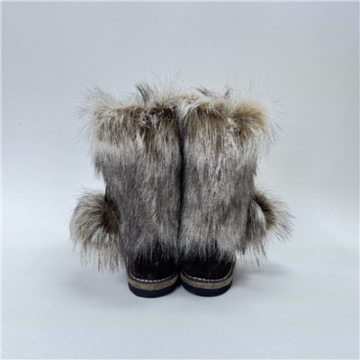 Унты женские коричневые “Песец” замшевые на войлочной подошве