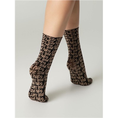 Полиамидные CONTE FANTASY Плотные носки с вывязанным рисунком «Love»