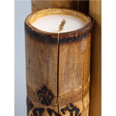 УЦЕНКА Свеча в бамбуке тройная «Экзотика» 13×15×30 см, 100 мл, цв. бежевый