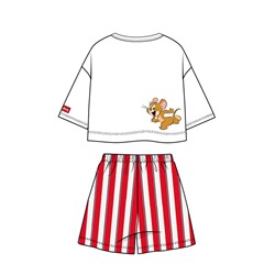 Комплект трикотажный для девочек: фуфайка (футболка), шорты