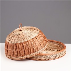 Хлебница круглая с крышкой, плетёная, d=32 см