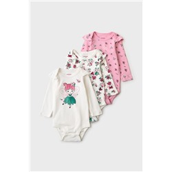 Боди детское трикотажное для девочек, 3 шт в комплекте PLAYTODAY, 1240125