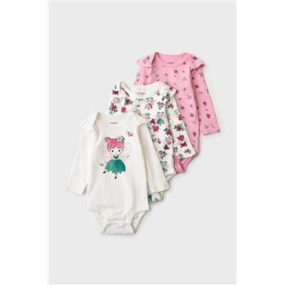 Боди детское трикотажное для девочек, 3 шт в комплекте PLAYTODAY, 1240125