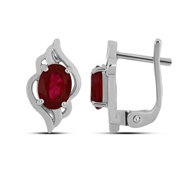 Серьги, 2 рубин корунд овал 5х7 - 2 , 72 ct, Ольга