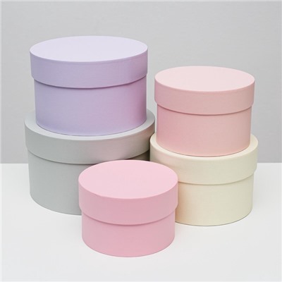 Набор круглых подарочных коробок 5 в 1 «Дымка», 23×23×14 - 15×15×10 см