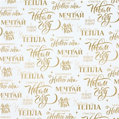 Бумага упаковочная новогодняя тишью «Мечтай», 50×70 см