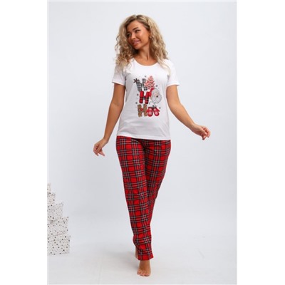 Пижама женская П154 новый год (Красный,белый)