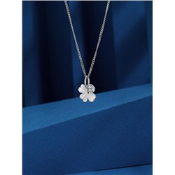 Подвеска из серебра с фианитами родированная - Клевер, четырёхлистник 925 пробы п-125р200